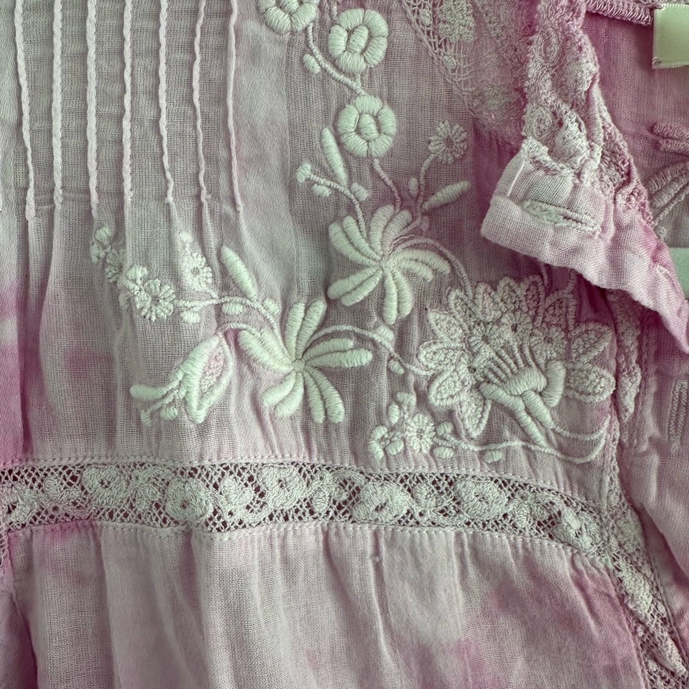 Love Shack Fancy Shirt Blouse Pink Medium - Picture 4 of 4